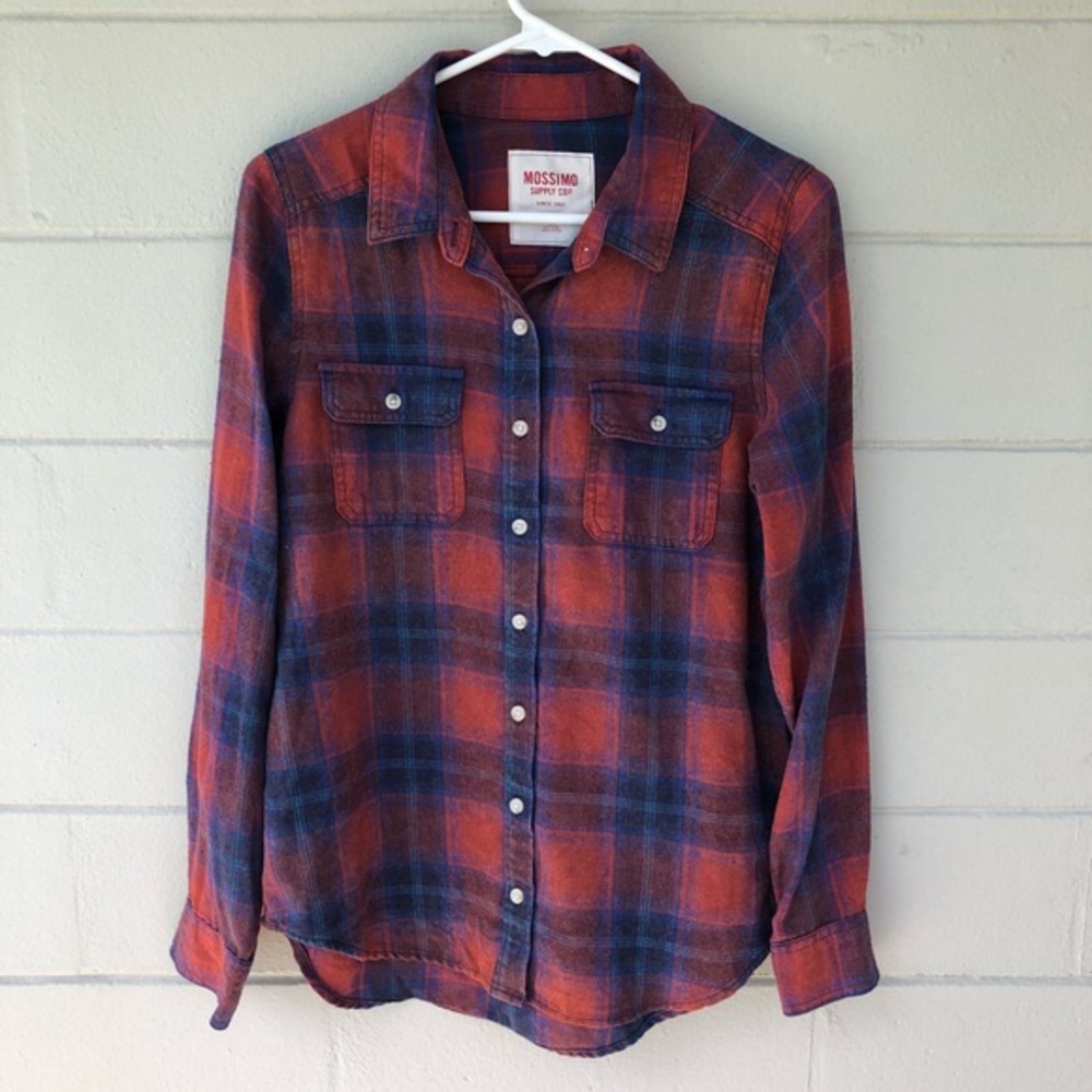 Red and blue flannel button up Mossimo target
